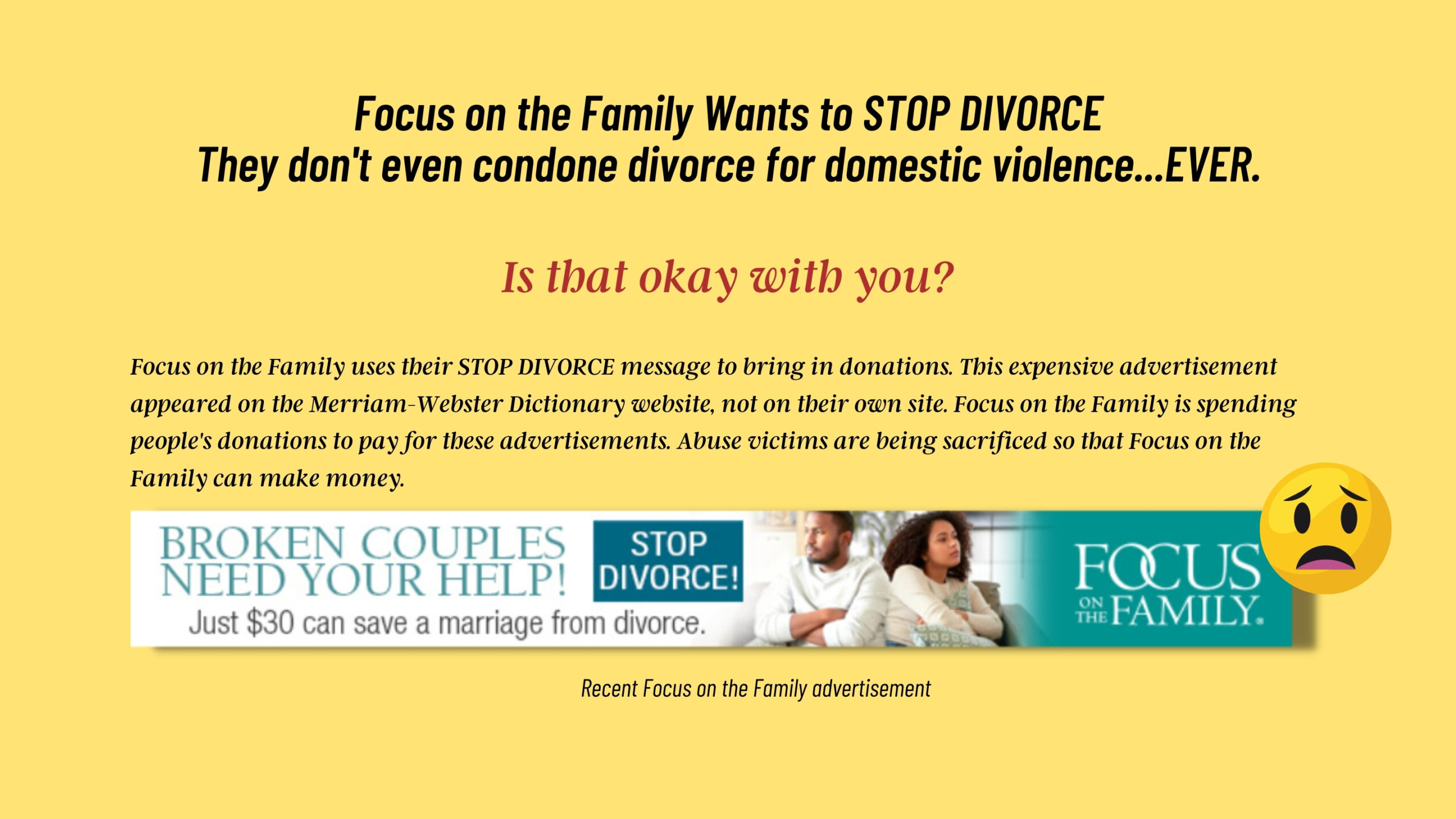 When safety isn't the issue... All Focus on the Family cares about is your marital status (4)