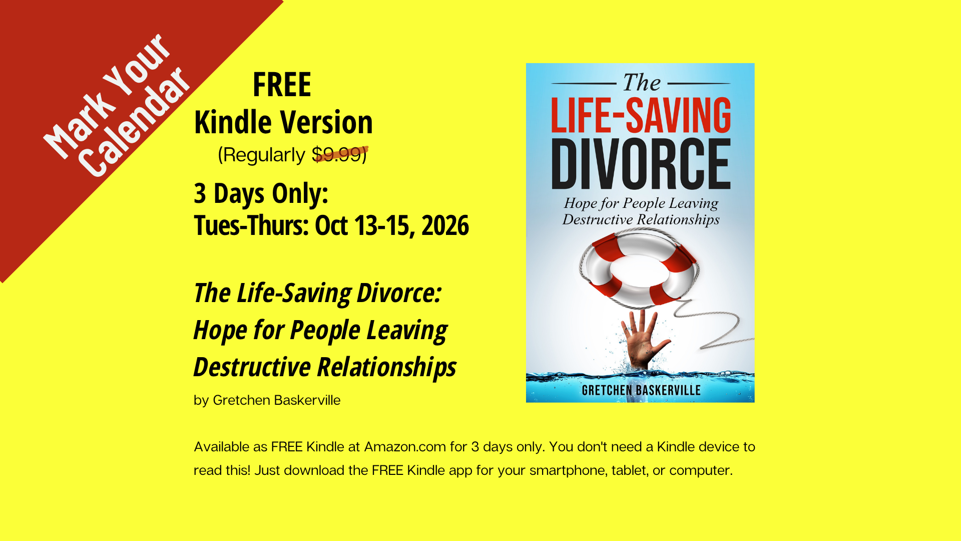 Free Life-Saving Divorce book on Kindle Oct 13-15, 2026 Free Life-Saving Divorce book on Kindle Oct 13-15, 2026