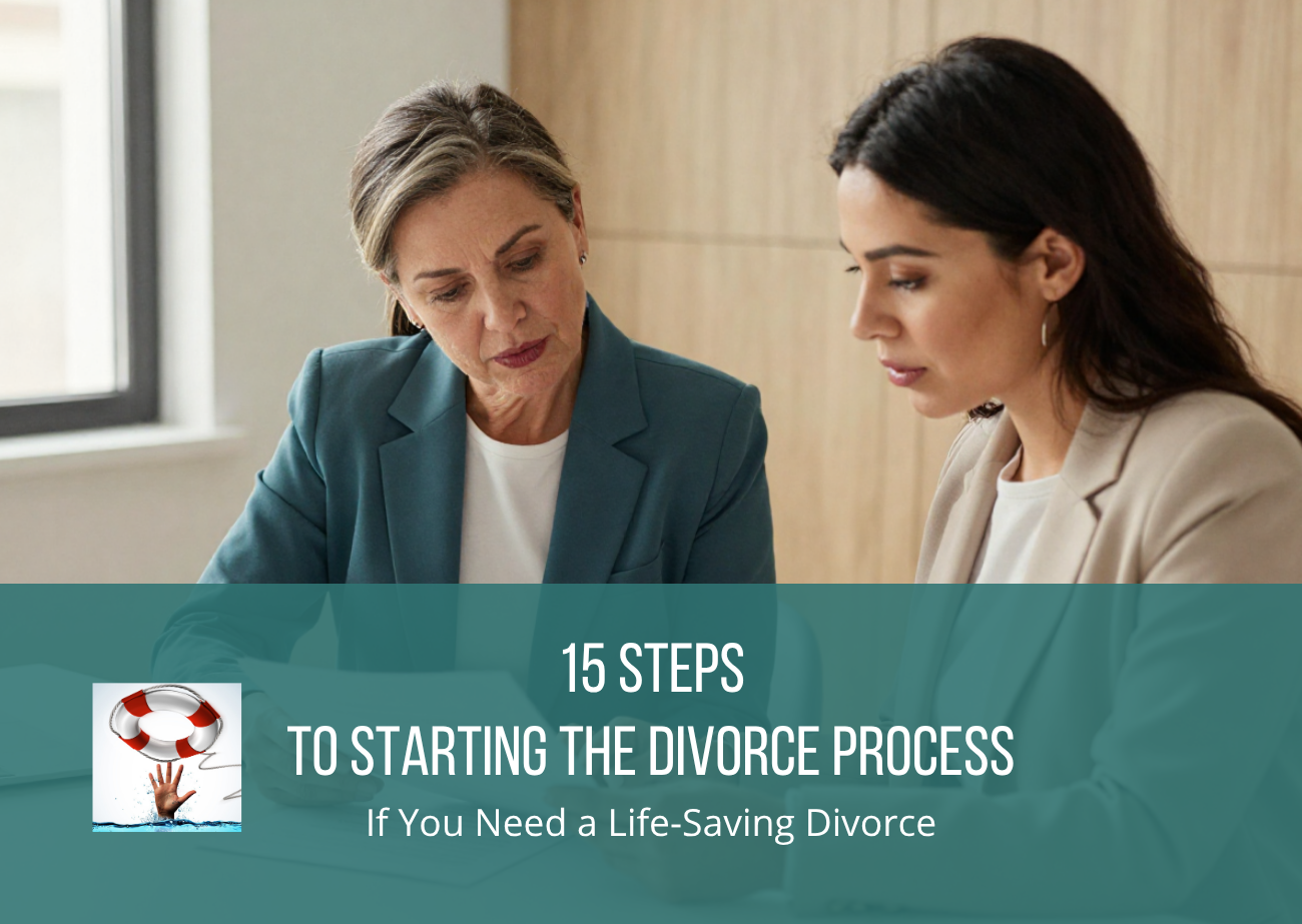 Woman meeting with a legal professional about 15 steps to starting the divorce process for a life-saving divorce