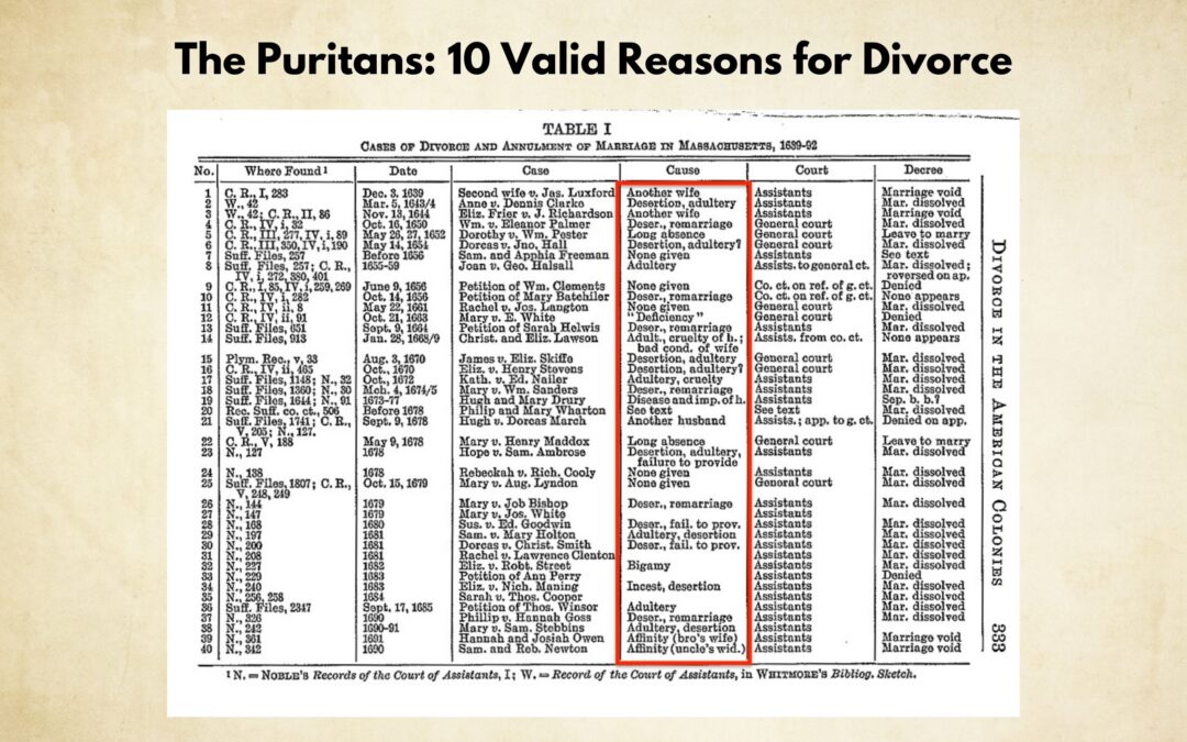 Puritan Divorces: 10 Valid Reasons for Divorce