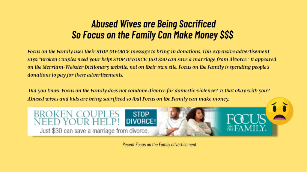 When safety isn't the issue... All Focus on the Family cares about is your marital status (2)