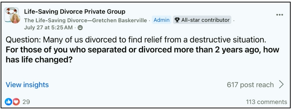 Image of an all-text Facebook poll