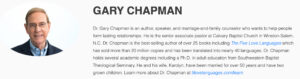 Screenshot of Gary Chapman's bio on the Focus on the Family website in 2025