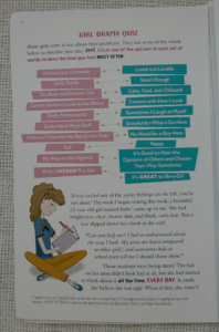 Girl Drama Quiz from Lies Girls Believe, contrasting negative feelings with healthy, positive feelings.